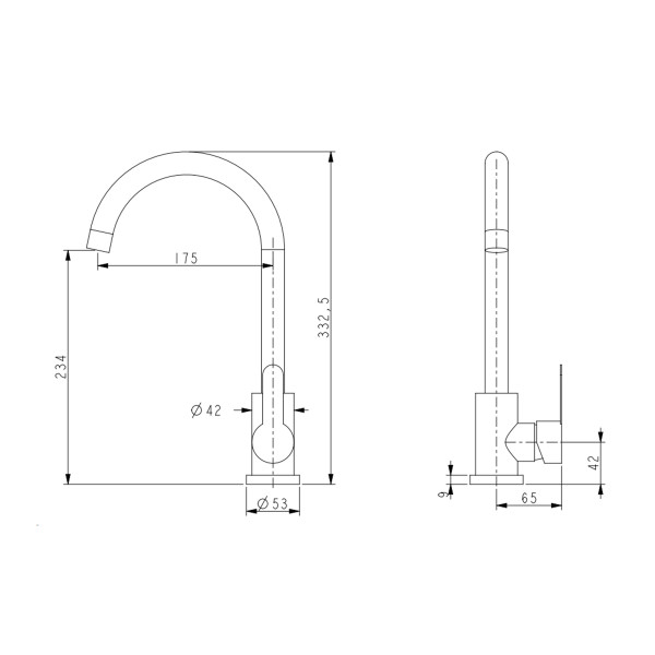 Смеситель для кухни U-образный Brinex Pure 015F U-образный  Graphite BRIPUR015FGRP