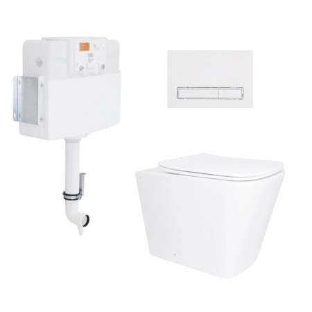 Готовое решение Qtap для ванной комнаты: Унитаз напольный Tern Ultra Quiet QT17223303AW + инсталляция QT0122490S+ клавиша QT0111M08V1384W