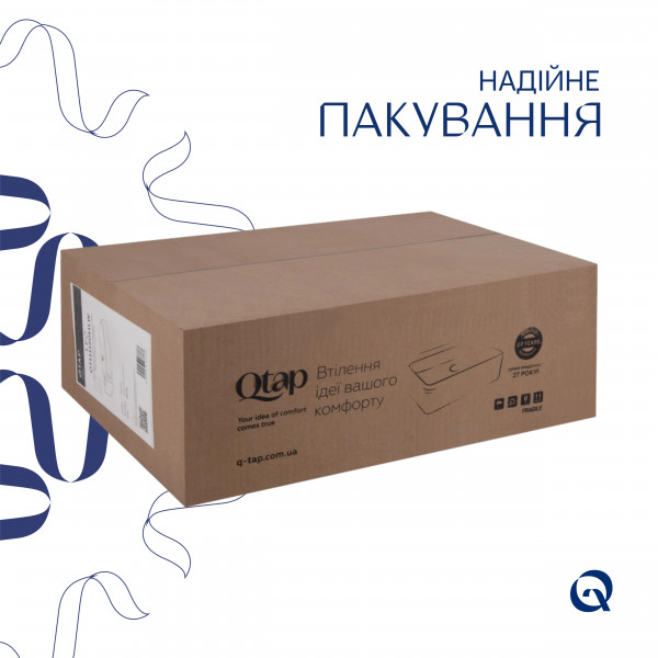 Комплект Qtap Leo: Раковина підвісна овальна ліва 430x285x160 мм White + Донний клапан PU02O