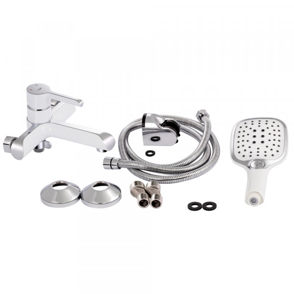 Змішувач для ванни Qtap Grand (з душовим гарнітуром) QTGRAWCR006 Chrome/White