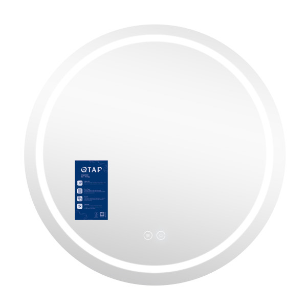 Дзеркало Qtap Mideya R800 з LED-підсвічуванням Touch, з антизапотіванням, димером, рег. яскравості QT2078NCR8080W