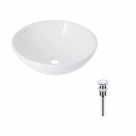 Комплект Qtap Owl: Раковина накладная круглая 400х400х155 мм White + Донный клапан PU02