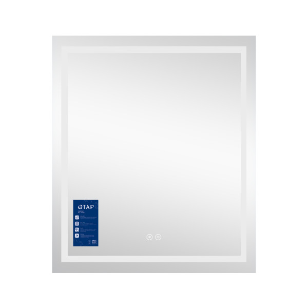 Дзеркало Qtap Mideya 700х800 з LED-підсвічуванням Touch, з антизапотіванням, димером, рег. яскравості QT2078DCF7080W