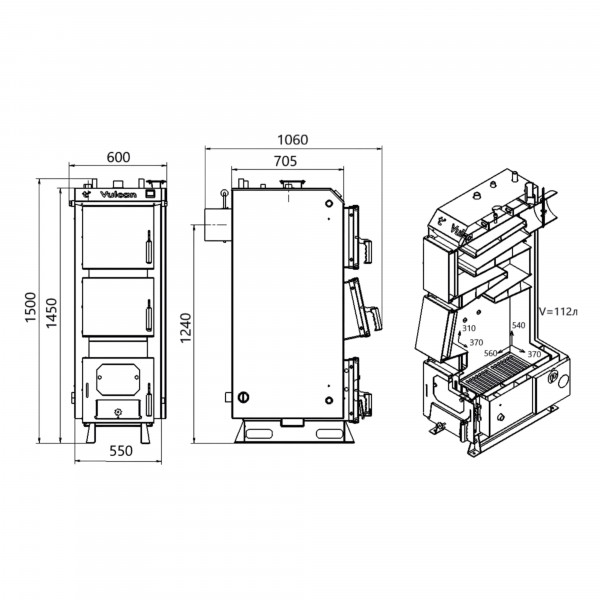 Котел твердопаливний сталевий Thermo Alliance Vulcan V 5.0 SF 27