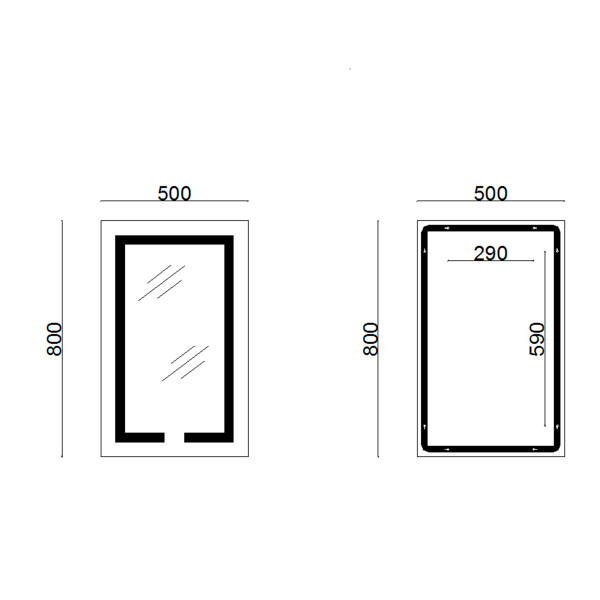Дзеркало Lidz Kubis 500х800 з LED-підсвічуванням Touch, з антизапотіванням, з димером, рег. яскравості LD78LF9365080