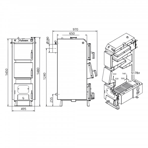 Котел твердопаливний сталевий Thermo Alliance Vulcan V 4.0 SF 20