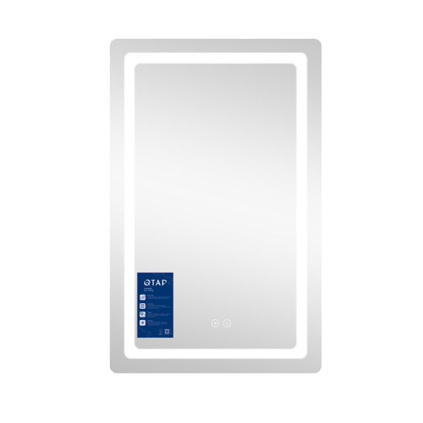 Дзеркало Qtap Mideya (DC-F911) 500х800 з LED-підсвічуванням Touch, з антизапотіванням, димером, рег. яскравості QT2078F911W