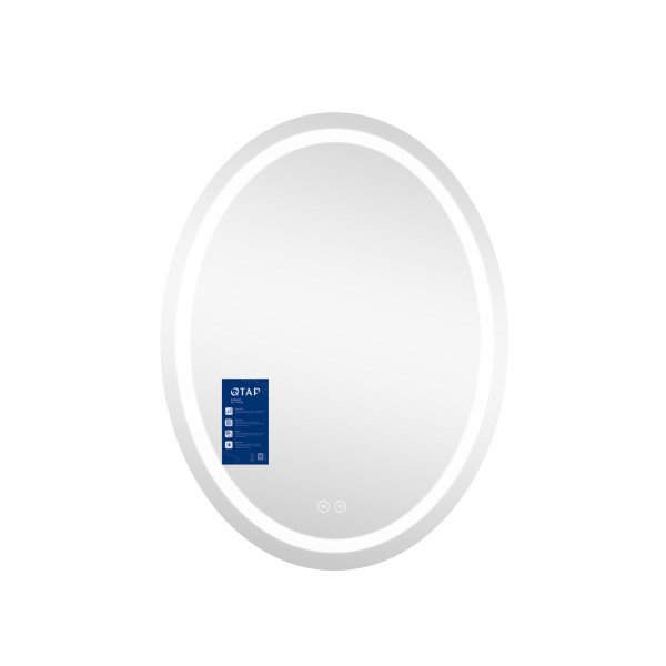 Дзеркало Qtap Mideya 500х700 з LED-підсвічуванням Touch, з антизапотіванням, димером, рег. яскравості QT2078NCR5070W