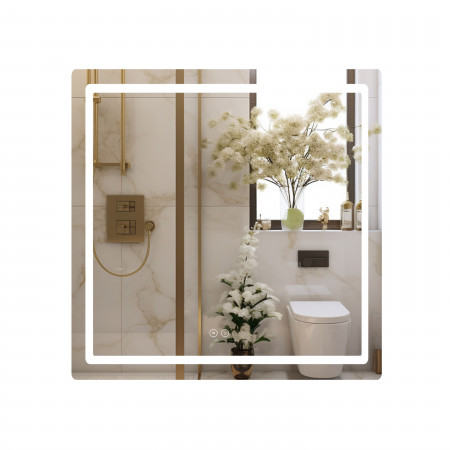 Дзеркало Qtap Mideya 800x800 з LED-підсвічуванням Touch, з антизапотіванням, димером, рег. яскравості QT2078NCF8080W