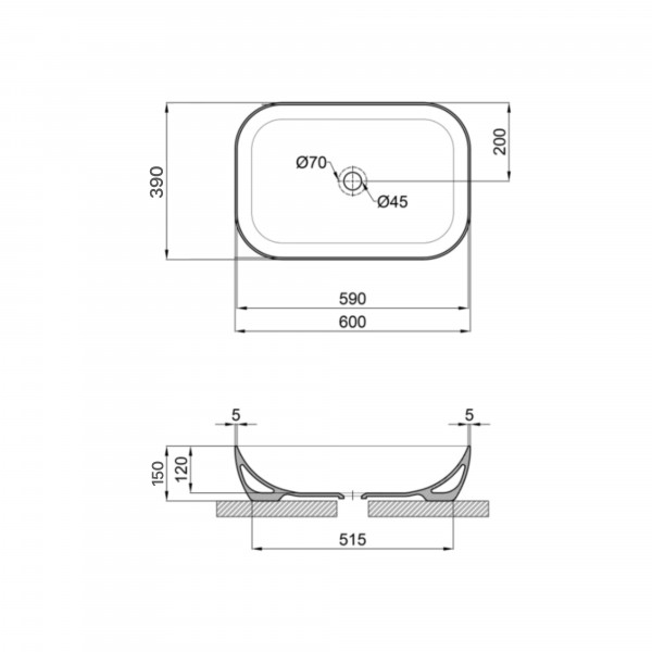 Раковина-чаша Qtap Robin 600x390x150 Matt black QT132143PMBMBN