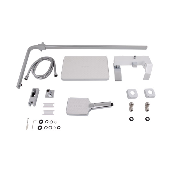 Душова система універсальна Qtap Swan Cascada на три споживача (з виливом) QTSWA111CRW45570 Chrome/White