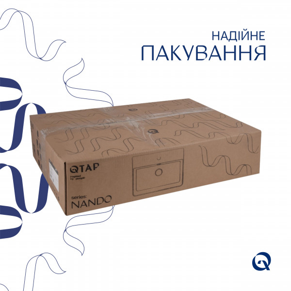 Комплект Qtap Nando LT: Раковина підвісна прамокутна 610х420х140 мм White + Донний клапан PU02O