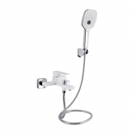 Смеситель для ванны Qtap Gemini (c душевым гарнитуром) QTGEM259CRW45683 Chrome/White