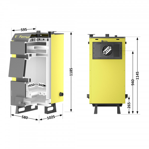 Котел твердопаливний сталевий Thermo Alliance Ferrum W V 5.0 FW 18