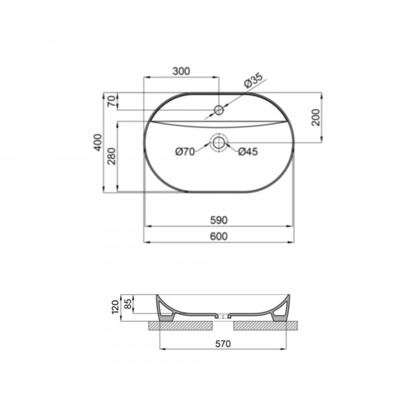 Раковина Qtap Scorpio 600х400х120 White QT14118045W
