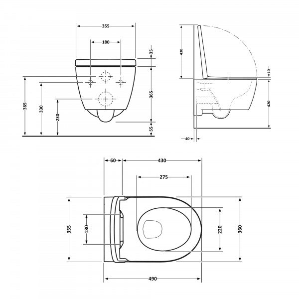 Унітаз підвісний Qtap Taurus безободковий з сидінням Soft-close QT2433084EUQMB