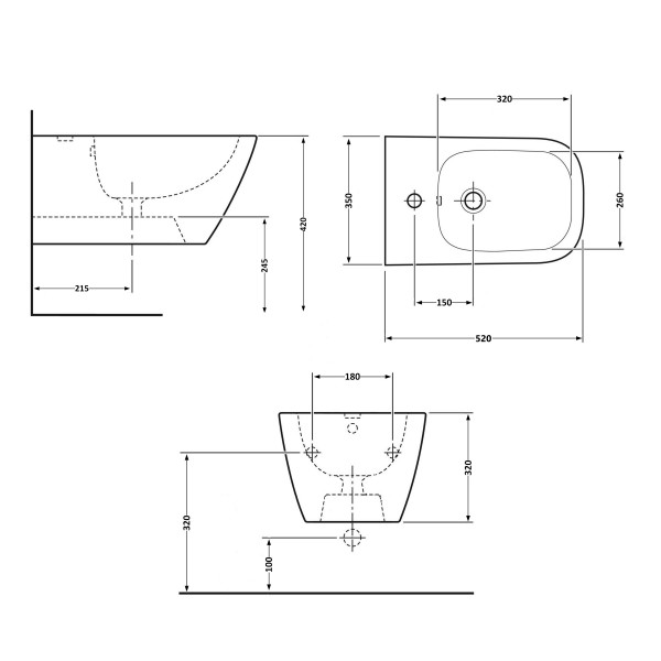 Біде підвісне Qtap Tern 520x350x320 White QT17551303GW