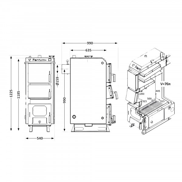 Котел твердопаливний сталевий Thermo Alliance Ferrum Plus V 5.0 FSF+ 16