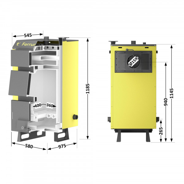 Котел твердотопливный стальной Thermo Alliance Ferrum W V 5.0 FW 14