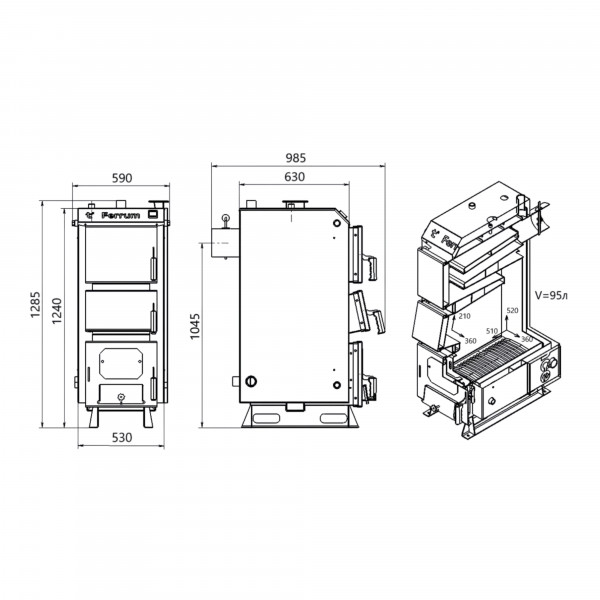 Котел твердопаливний сталевий Thermo Alliance Ferrum V 5.0 FSF 26