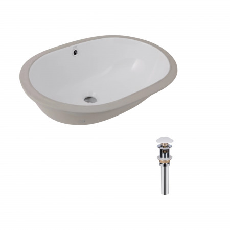 Комплект Qtap Stork: Раковина врезная овальная 570x390x210 мм White + Донный клапан PU02O