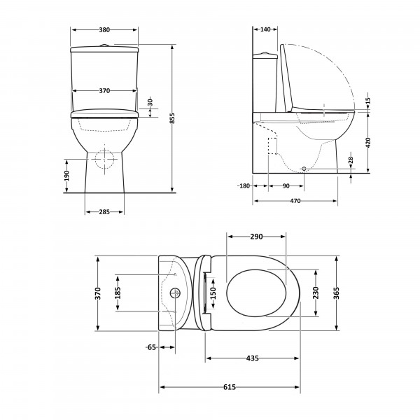 Унітаз-компакт Qtap Stork/Swan безобідковий з сідінням Soft-close QT15222179W