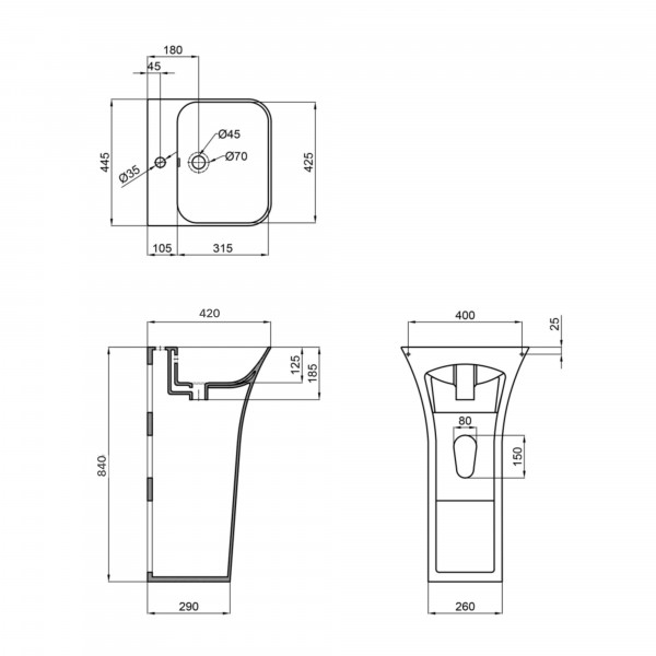Раковина для підлоги моноблок Qtap Crow 445x420x840 White QT0511G315WN