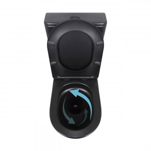 Унітаз підлоговий Qtap Robin Ultra Quiet безобідковий з сидінням Soft-close MATT BLACK QT13226083AMB