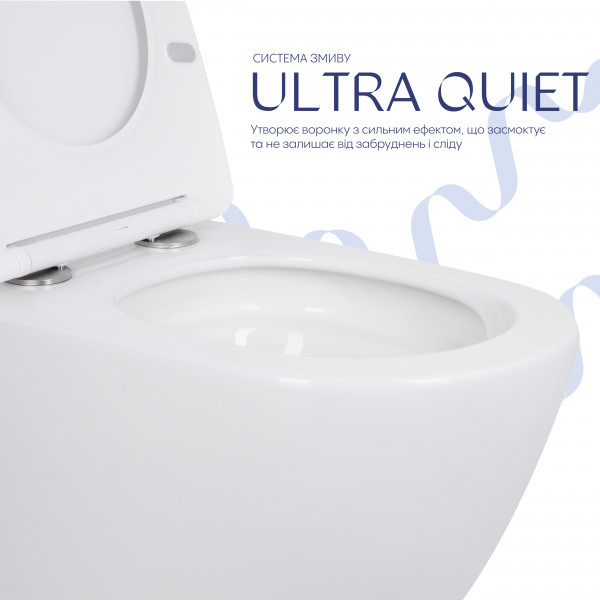 Унітаз підлоговий Qtap Robin безбачковий Ultra Quiet безобідковий безобідковий з сидінням Soft-close WHITE QT13223381AW