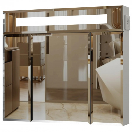 Смайл шафа з дзерк. з підсв, піск (віконце) фацет, 3 дв, 80 см біла Л