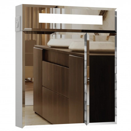 Смайл шафа з дзерк. з підсв, піск (віконце) фацет, 2 дв, 60 см біла П