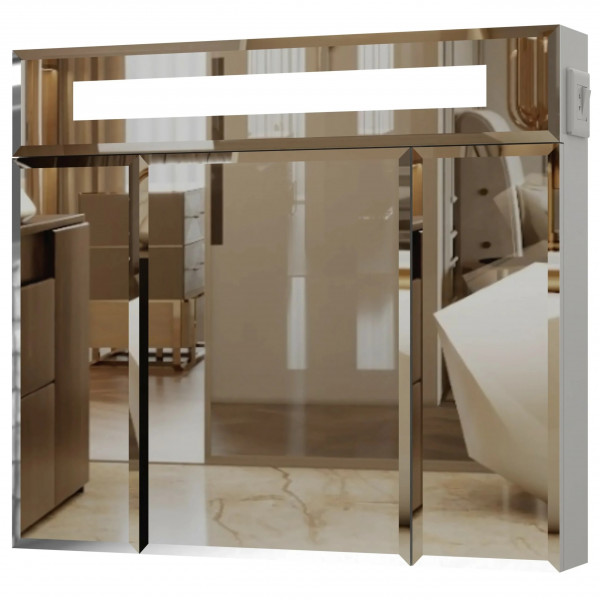 Смайл шафа з дзерк. з підсв, піск (віконце) фацет, 3 дв, 80 см біла П