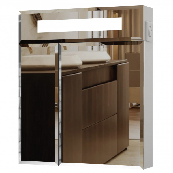 Смайл шафа з дзерк. з підсв, піск (віконце) фацет, 2 дв, 60 см біла Л