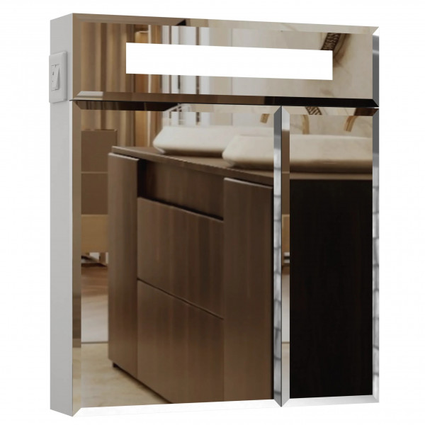 Смайл шафа з дзерк. з підсв, піск (віконце) фацет, 2 дв, 70 см біла Л