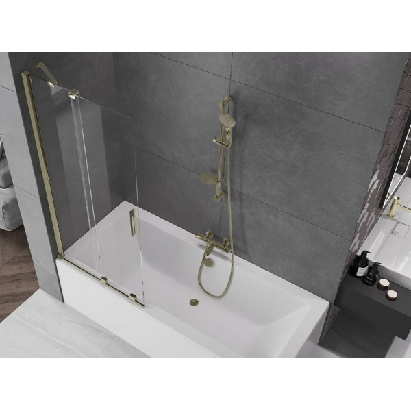 Шторка для ванни MEXEN VELAR 80 BRUSHED GOLD розсувна