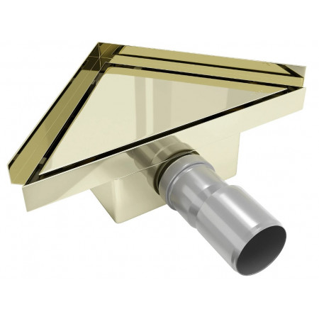 Трап для душу MEXEN FLAT 20x20 GOLD золотий кутовий *