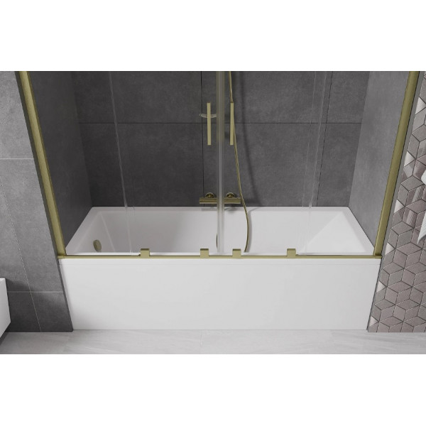 Шторка для ванни MEXEN VELAR DUO 200 BRUSHED GOLD розсувна