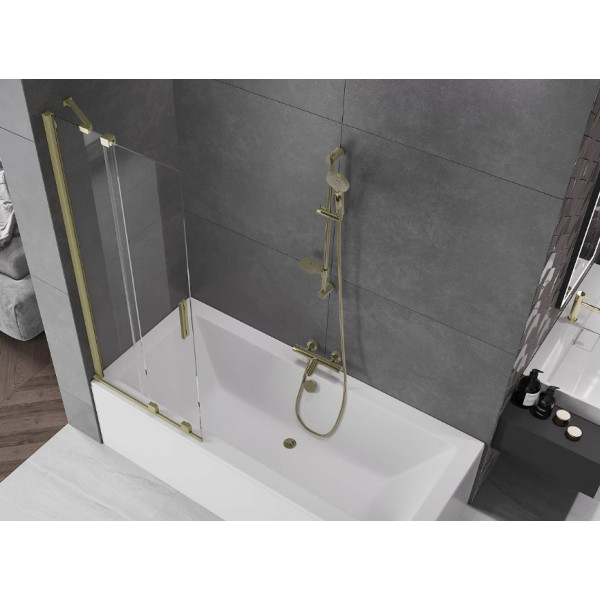 Шторка для ванни MEXEN VELAR 70 BRUSHED GOLD розсувна