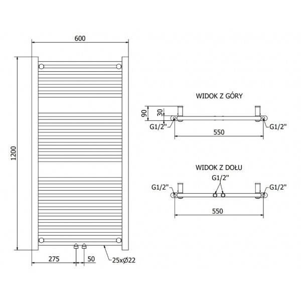 Сушка для рушників MEXEN MARS 120х60 WHITE 600W електрична 2.0
