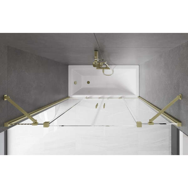 Шторка для ванни MEXEN VELAR DUO 150 BRUSHED GOLD розсувна