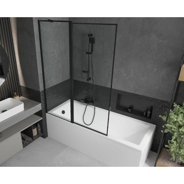 Шторка для ванни MEXEN FLIP-1 120 BLACK рухома