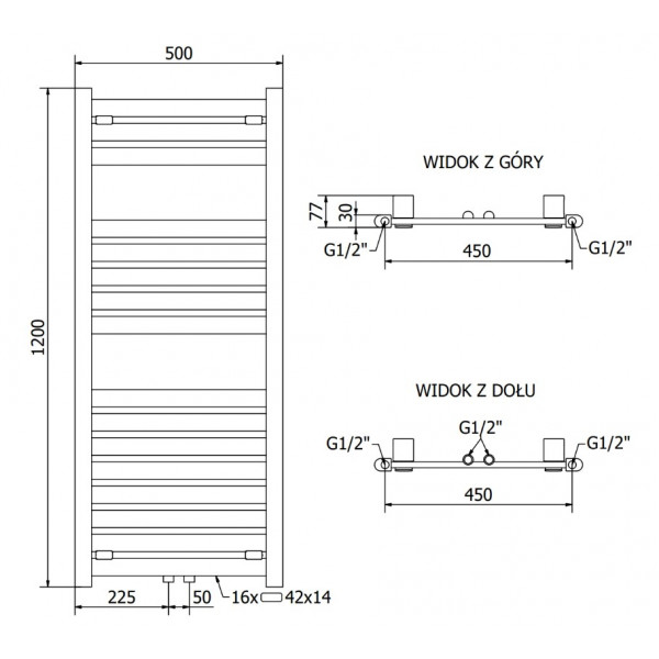Сушка для рушників MEXEN URAN 120х50 WHITE 600W електрична