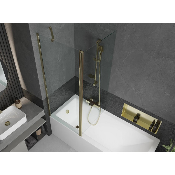 Шторка для ванни MEXEN FLIP 140 GOLD рухома