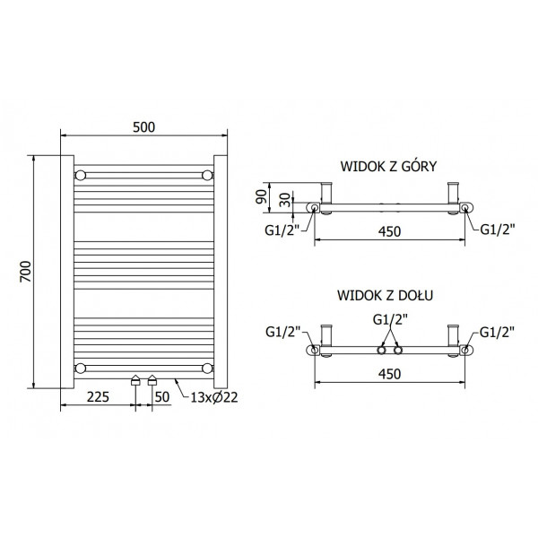 Сушка для рушників MEXEN MARS 70х50 WHITE 300W електрична 2.0