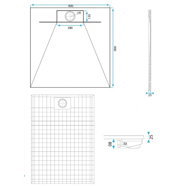 Душовий піддон REA BAZALT 90x90 GREY