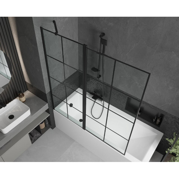 Шторка для ванни MEXEN FLIP-2 140 BLACK рухома