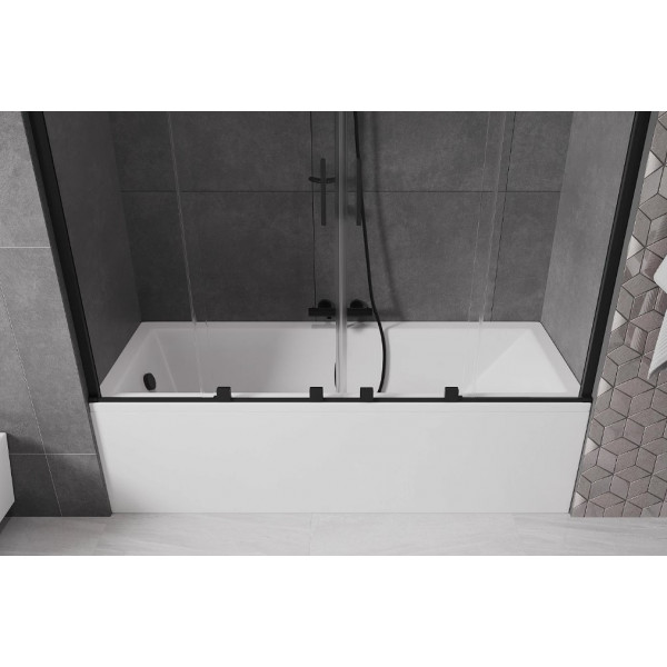 Шторка для ванни MEXEN VELAR DUO 180 BLACK розсувна