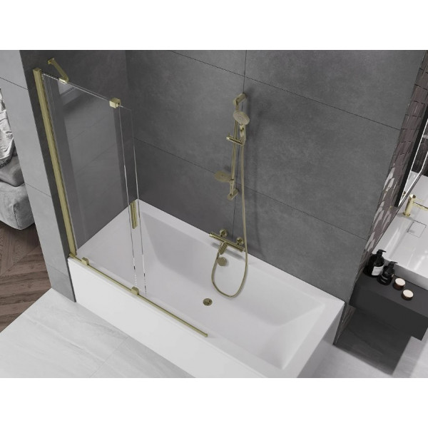 Шторка для ванни MEXEN VELAR 120 BRUSHED GOLD розсувна