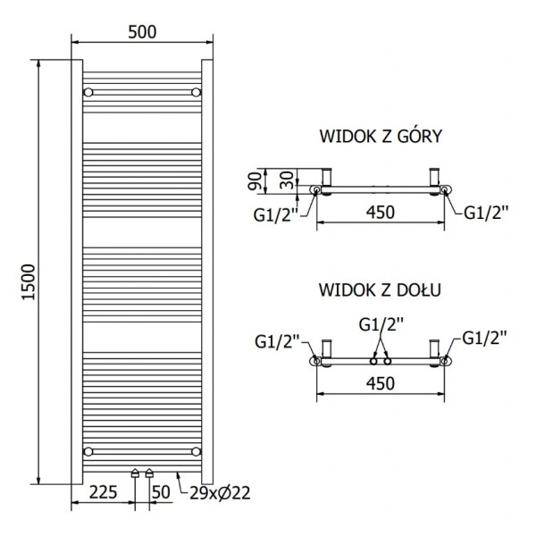 Сушка для рушників MEXEN MARS 150х50 WHITE 600W електрична 2.0