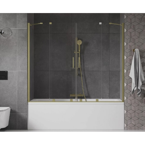 Шторка для ванни MEXEN VELAR DUO 200 BRUSHED GOLD розсувна
